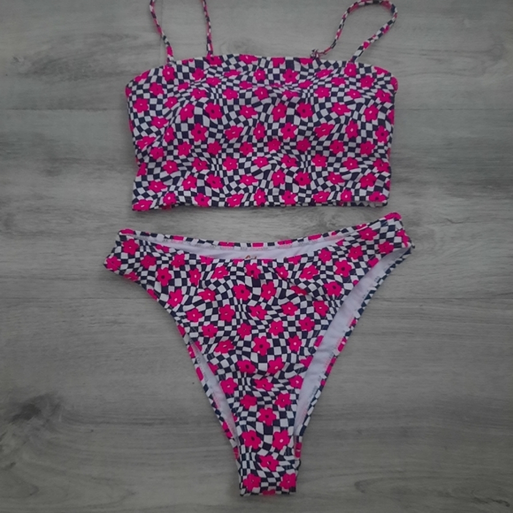 Floral Checkered Swimsuit
